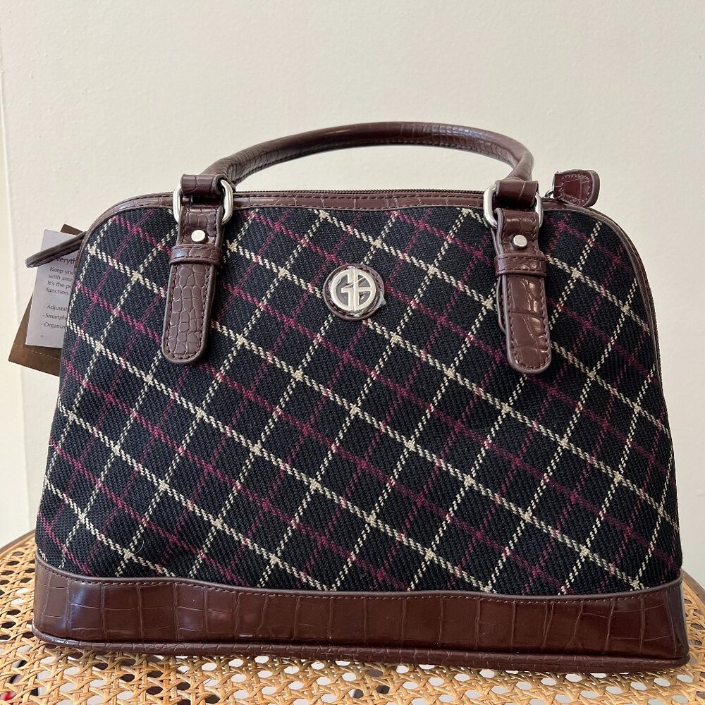 Giani Bernini Black Plaid Purse with adjustable, detachable strap